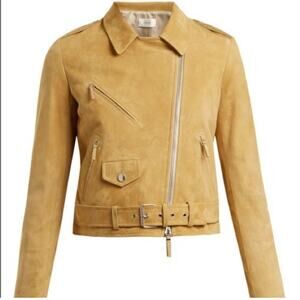 The Row Perlin Suede Jacket US 6 Moto Asymmetrical Zipper Belt